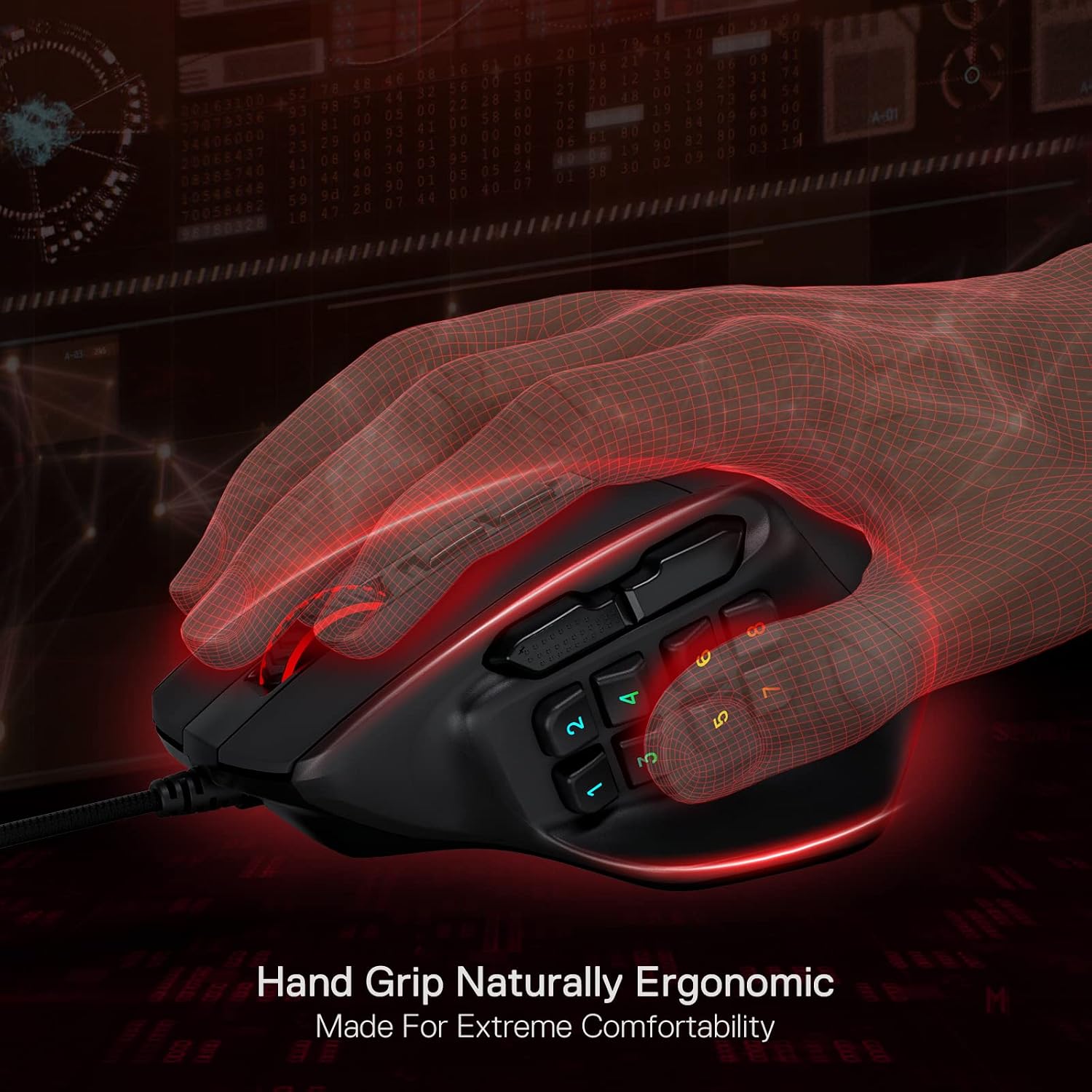 Redragon M811 Wired RGB MMO Gaming Mouse 10000 DPI Remapping Keys - Image 5