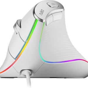 Nulea M504 Wired Vertical Mouse, USB Ergonomic Optical Mouse with 4 Adjustable DPI, 11 RGB Backlight Modes, Compatible for Laptop, PC, Desktop, Mac, White