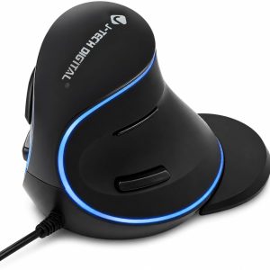 J-Tech Digital Wired Ergonomic Vertical USB Mouse with Adjustable Sensitivity (600/1000/1600 DPI), Scroll Endurance, Removable Palm Rest & Thumb Buttons [V628]